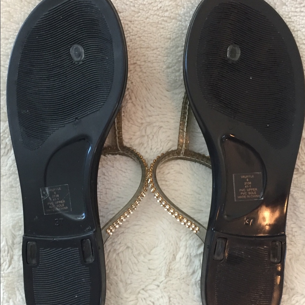 Nomad Black & Gold Rhinestone Flip-Flops. - Picture 7 of 10